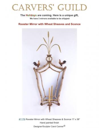 #1176 Roosters with Wheat Sheaves Sconce 17 x 38